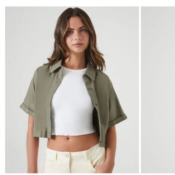 Aztec Button Down Crop Top size Large Forever 21 - Picture 8 of 8